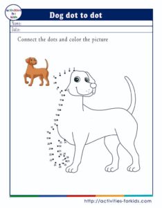 Dog connect the dots worksheets free printable