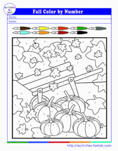Fall color by number kindergarten printable free