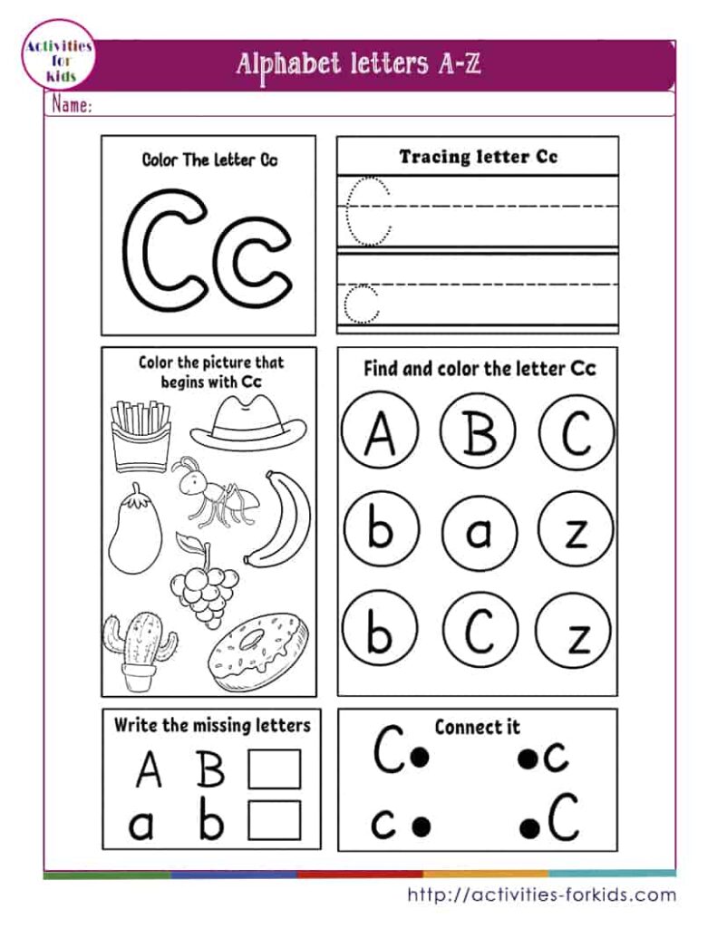 Free Alphabet and Letter Worksheets to Print for Kids