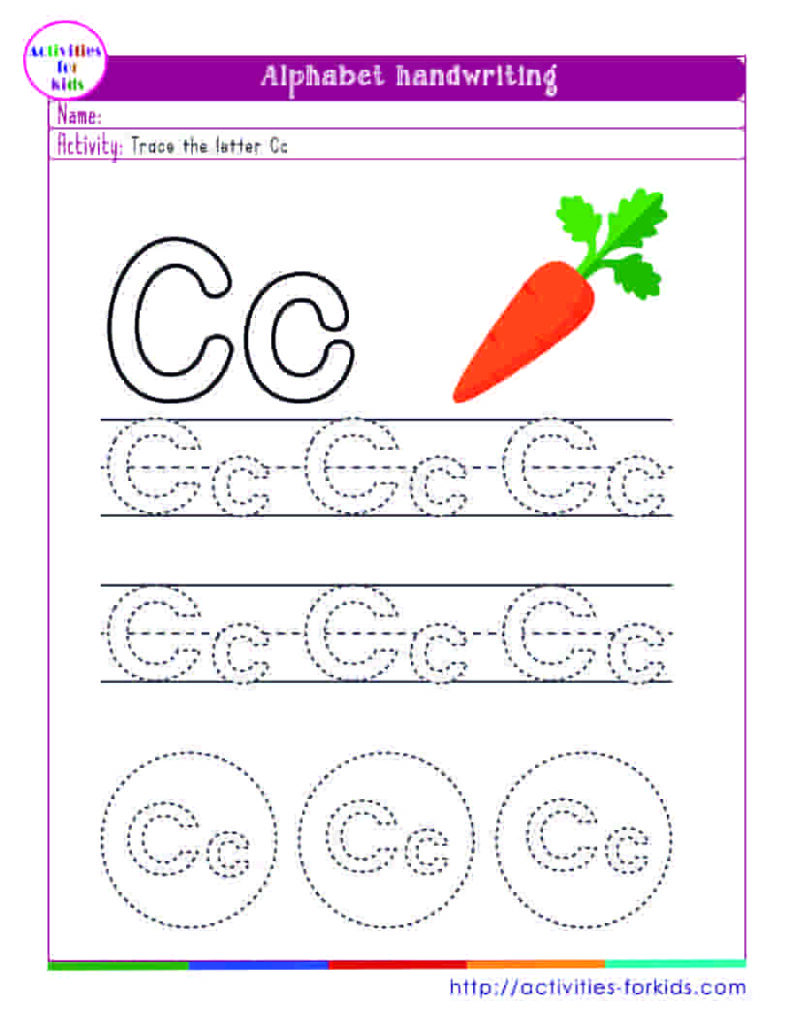 Alphabet free printable handwriting worksheets for kindergarten