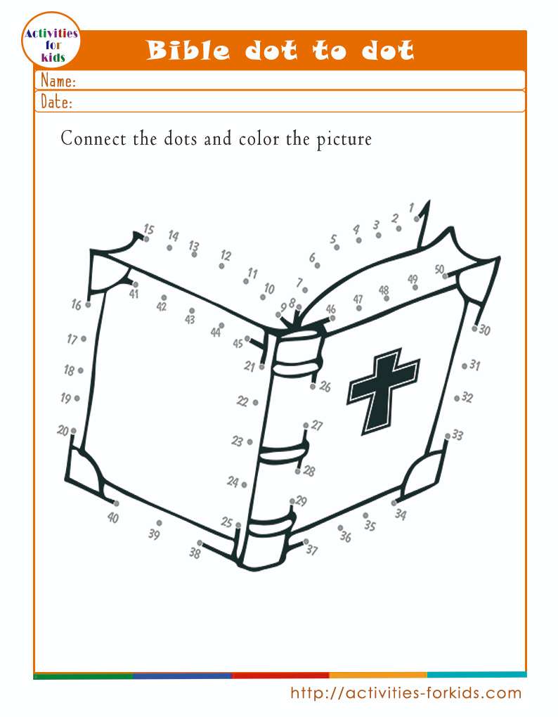 Bible dot to dot worksheets for kindergarten - Activities For Kids