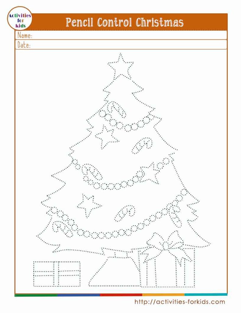 Christmas Pencil Control Activities for Kids