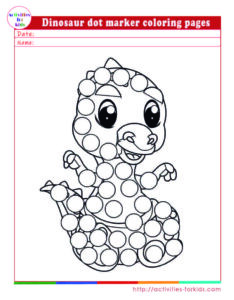 Dinosaur dot marker coloring pages worksheets free printable
