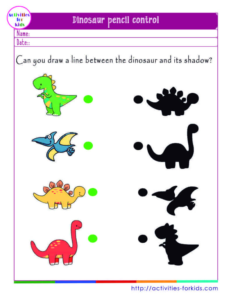 Dinosaur pencil control worksheets free