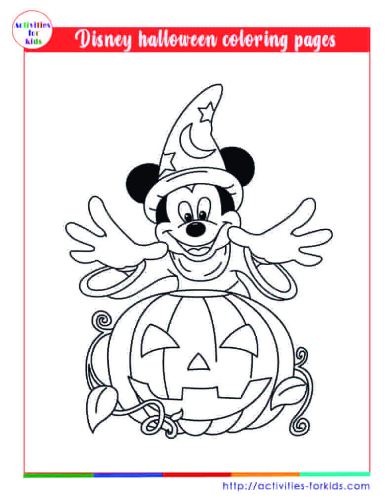 Disney Halloween coloring pages for toddlers, free printables