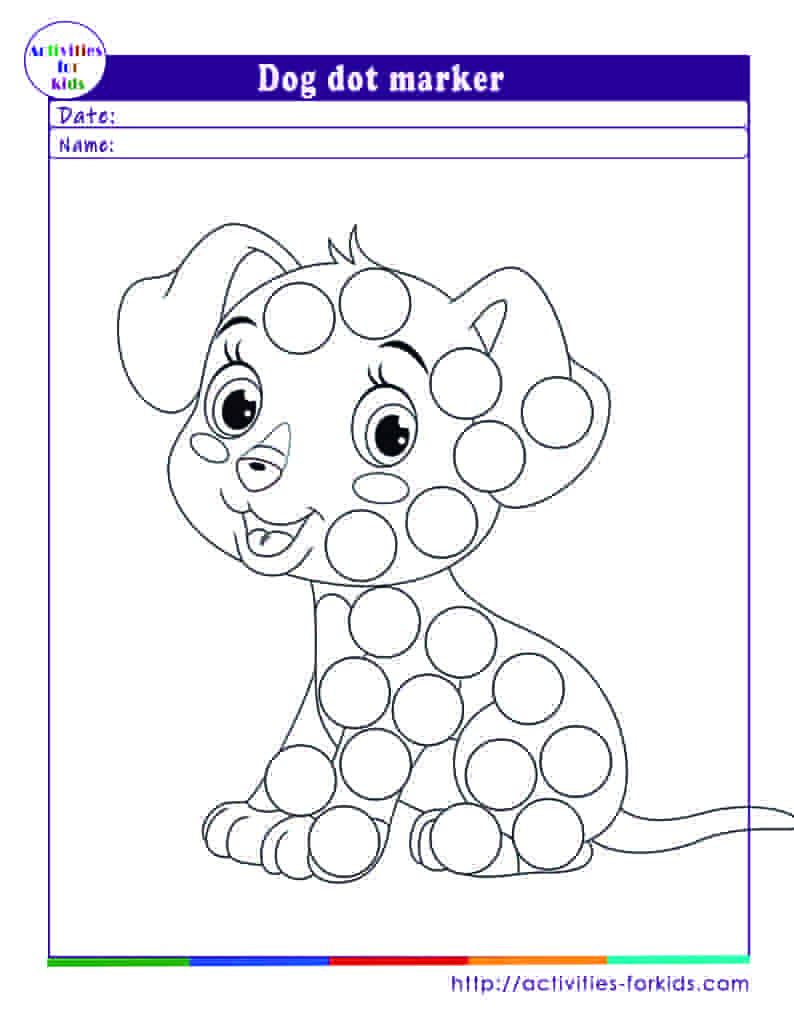 Dot marker dog sheets are printable and free