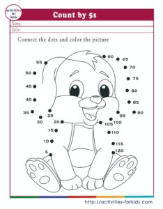 Dot to dot skip counting by 5 worksheets free printable