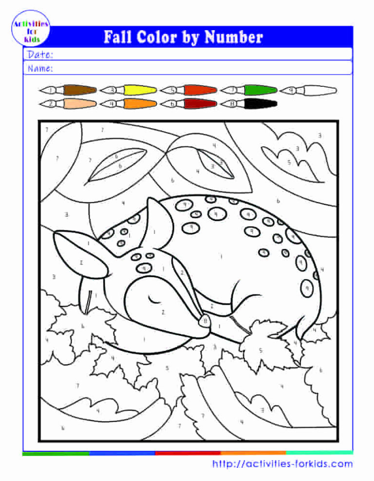 Fall color by number kindergarten printable free