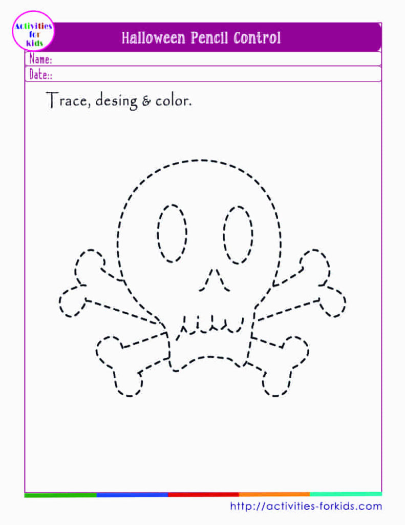 Halloween pencil control tracing printables