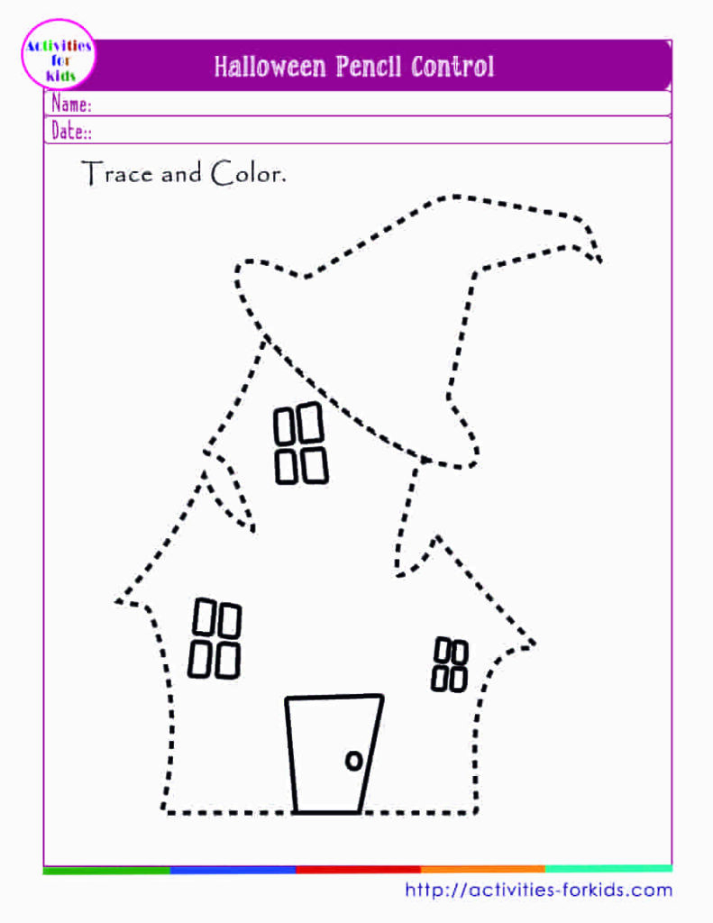 Halloween pencil control tracing printables pdf