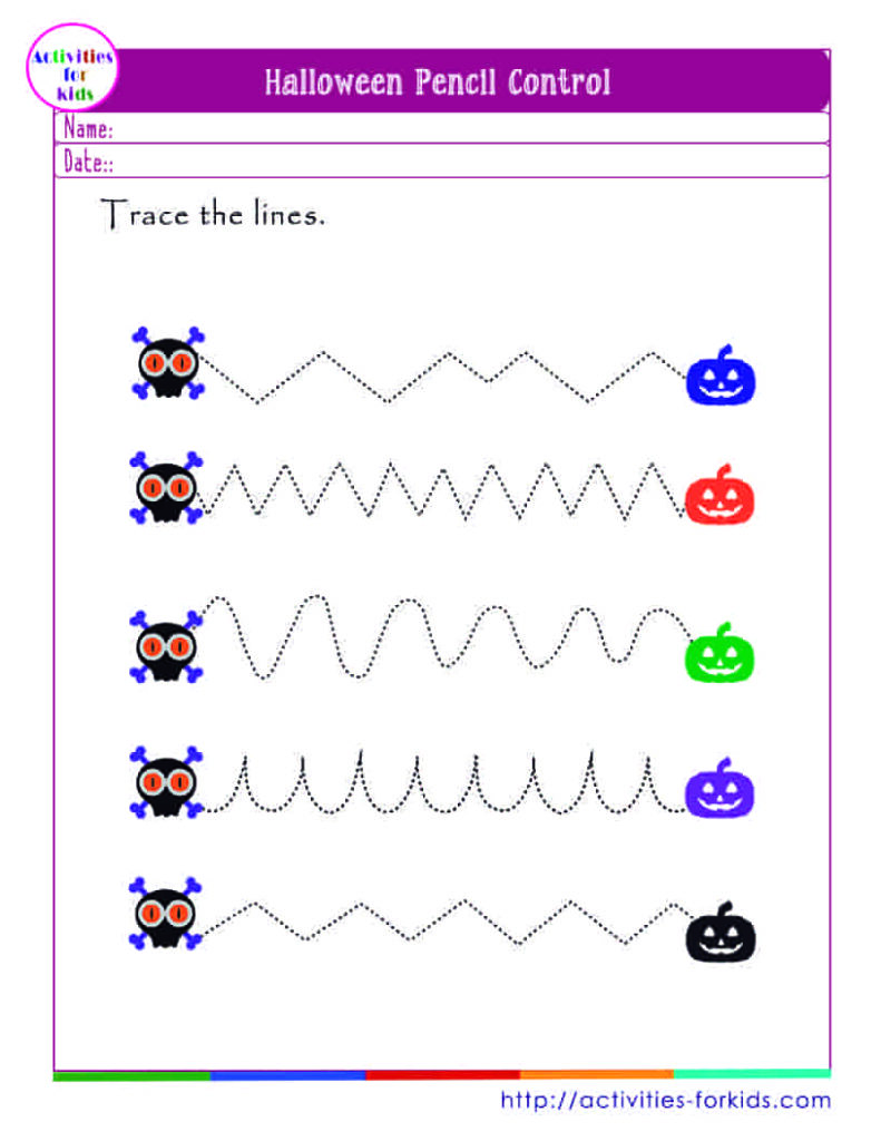 Halloween pencil control tracing sheets