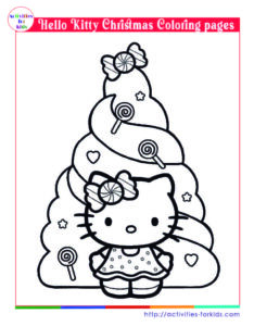 Hello kitty christmas coloring pages free printable PDF