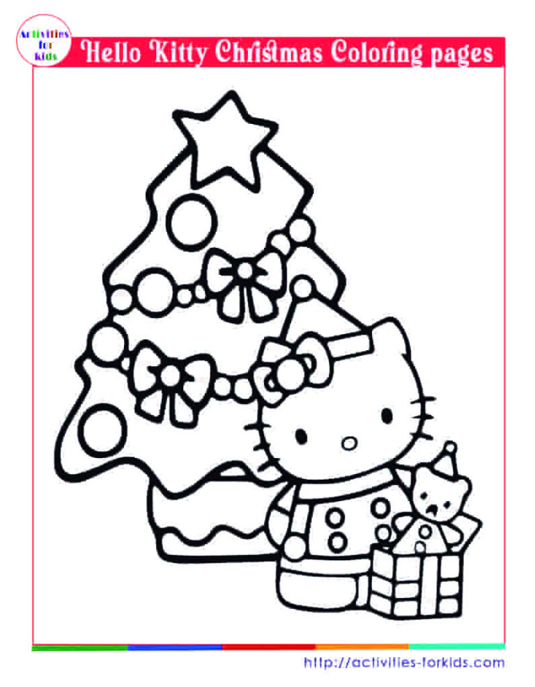 Hello kitty christmas coloring pages free printable PDF