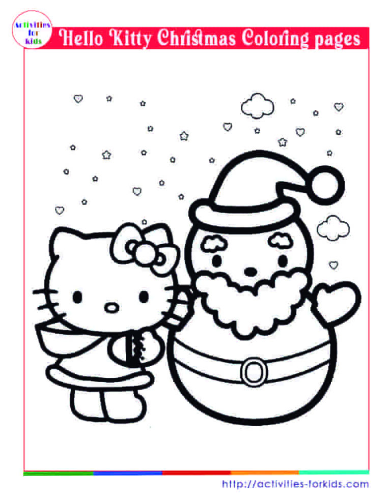 Hello kitty christmas coloring pages free printable PDF