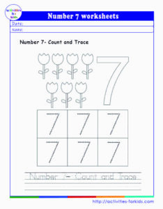 Number 7 worksheets free printable