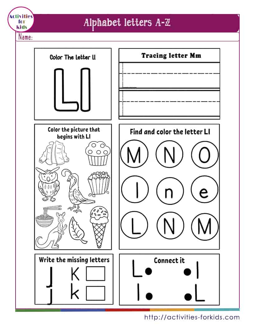 Free Alphabet and Letter Worksheets to Print for Kids